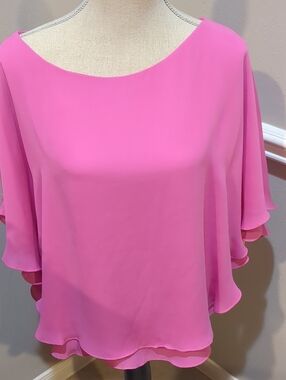 Gianni Bini Bright Pink Flowy Boat Neck Blouse